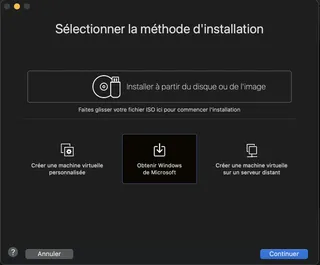Dans la fenêtre d'instalaltion, sélectionner Obtenir Windows depuis Microsoft
