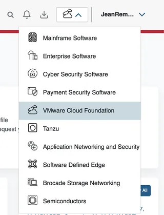 Le menu avec l'entrée VM Cloud Foudnation à sélectionner