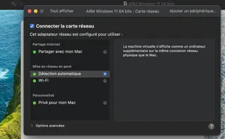 Il faut sélectionner détection automatique dans Mise en réseau en pont